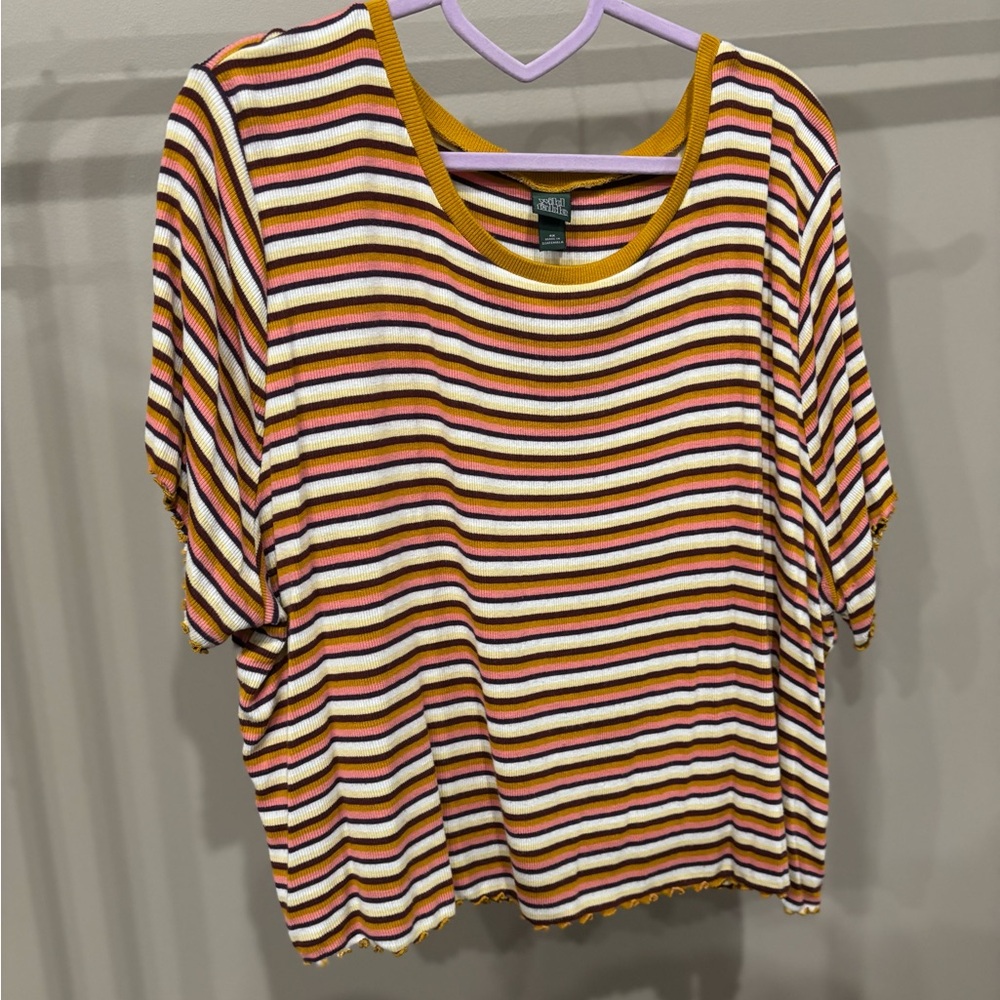Wild Fable Multicolor Striped Short Sleeve Top